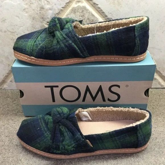 NEW TOMS Alpargata Leather Wrap Faux Shearling Lined Slip-On Sneaker size 5 - Picture 2 of 5
